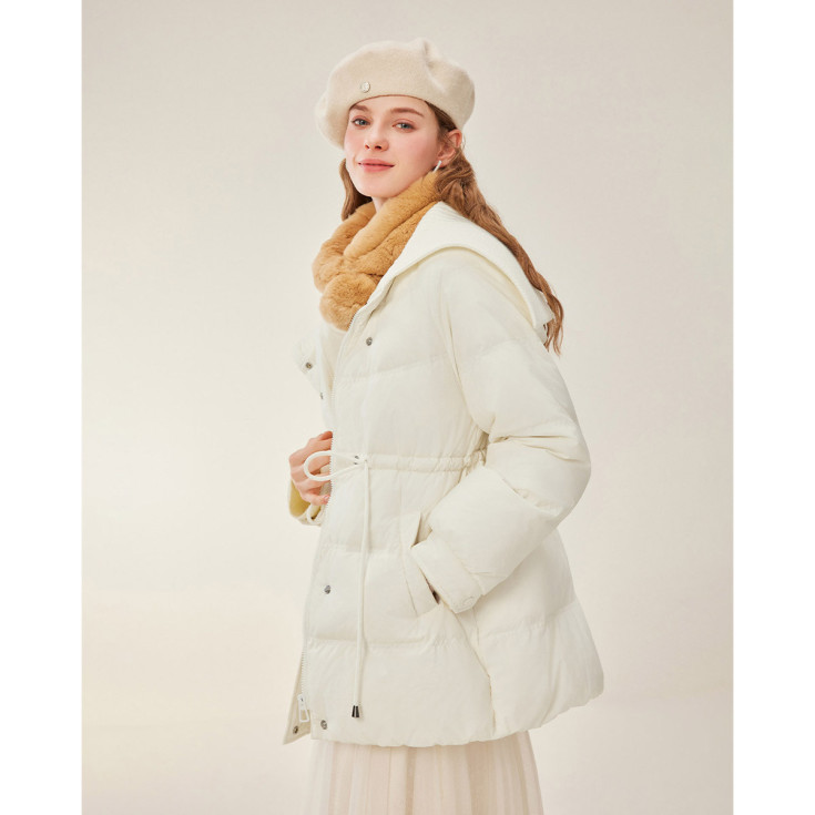 冬季法式时尚小众大翻领设计通勤羽绒中外套